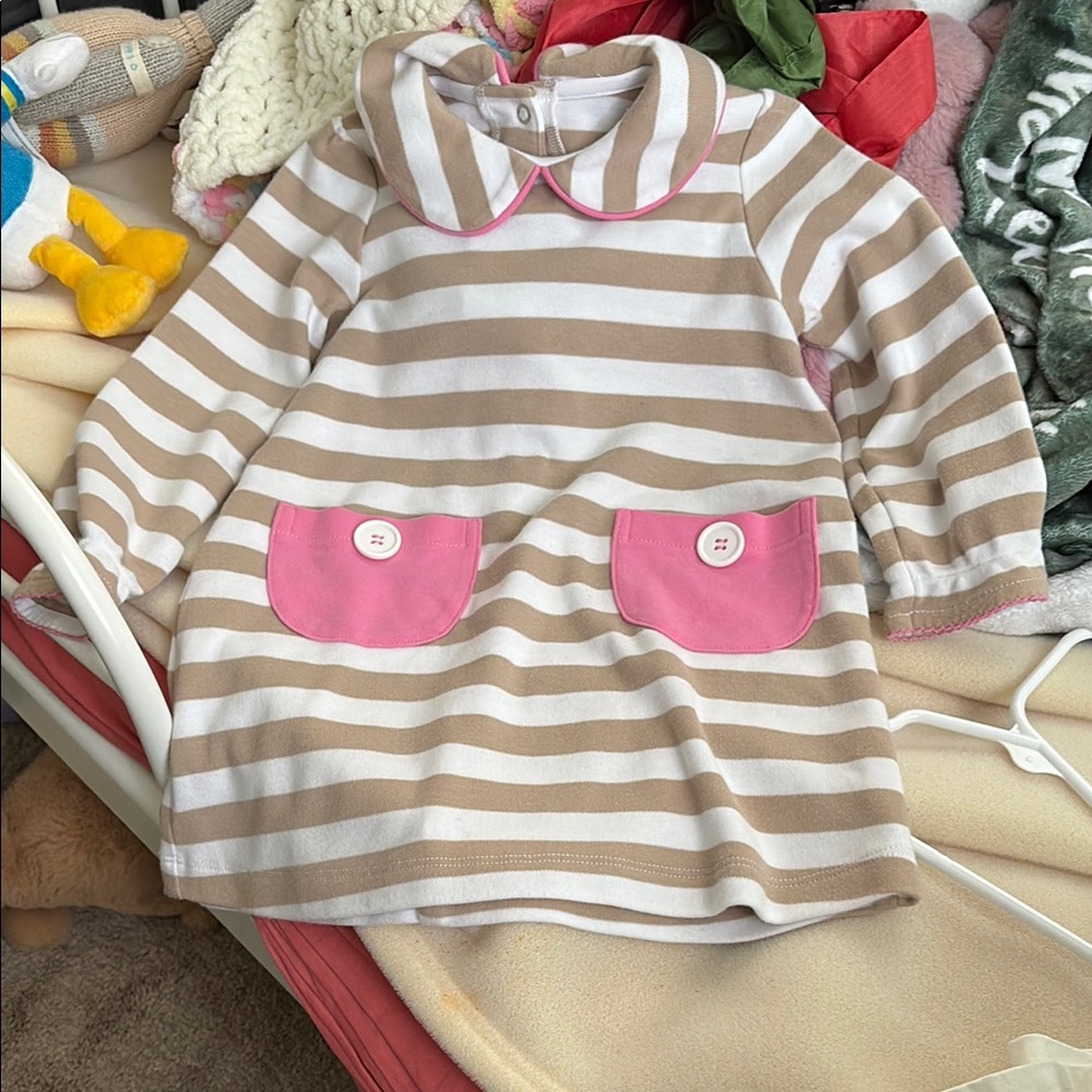 Striped Toddler Dress with Pink Accents